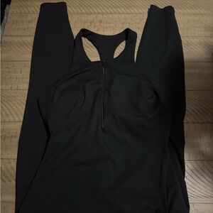 Bombshell Sportswear Black Long Sleeve Zip-Up Bodysuit